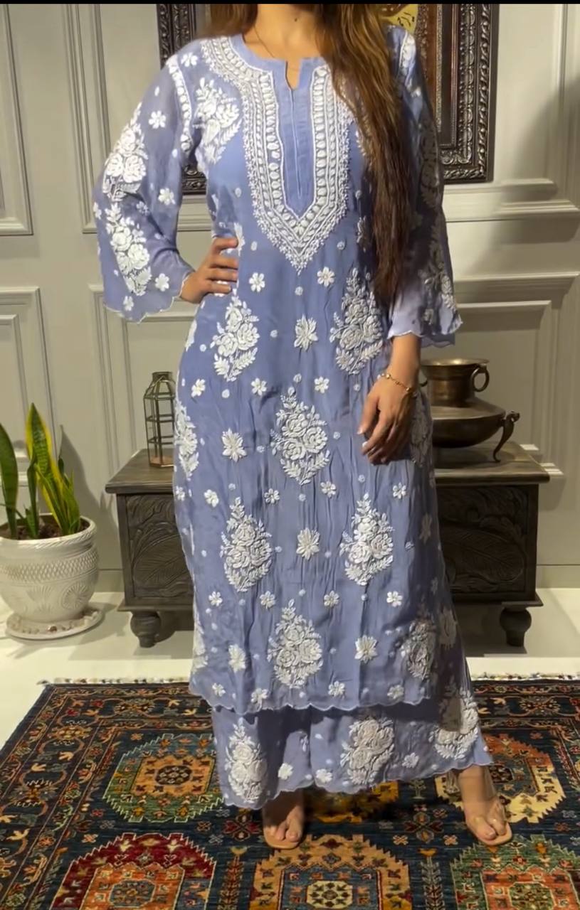 Chikankari Muslin Cord Set