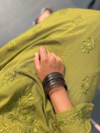 Olive Noor Chikankari Kurta Palazzo Set