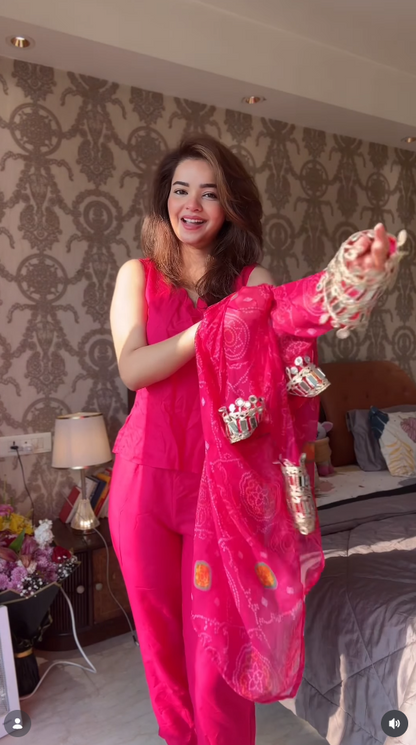 Rani Gulnaar Mirror Work 3 Piece Suit Set