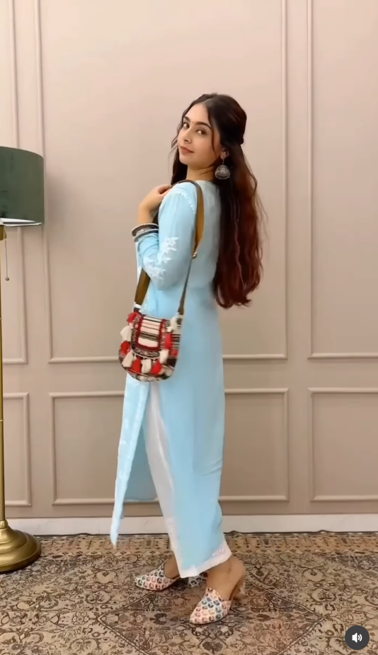 Sky Noor Embroidered Straight Kurta Set