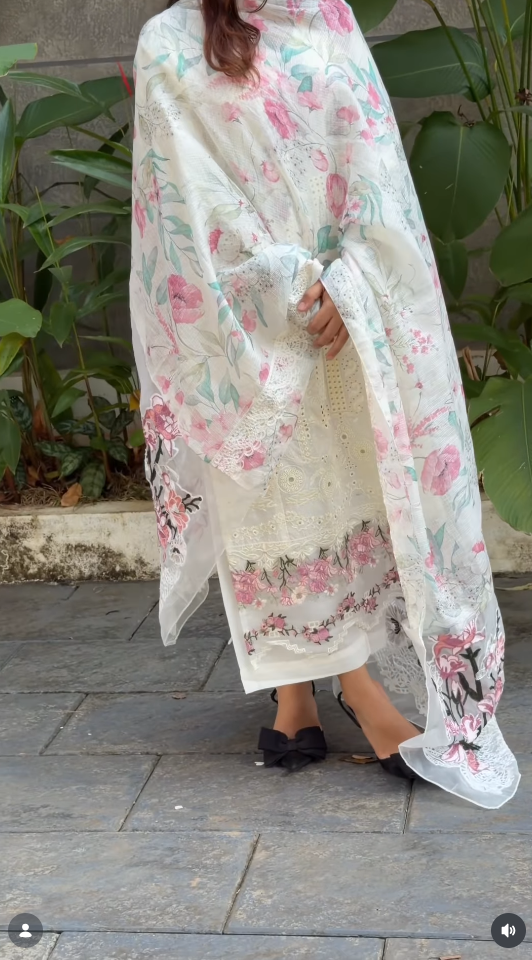 Ivory Blossom Floral Embroidered Suit Set