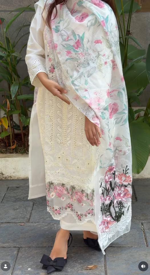 Ivory Blossom Floral Embroidered Suit Set