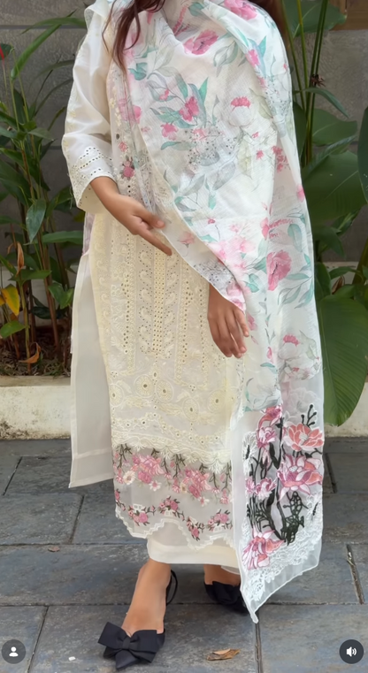 Ivory Blossom Floral Embroidered Suit Set