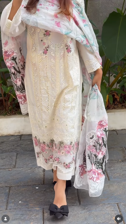 Ivory Blossom Floral Embroidered Suit Set