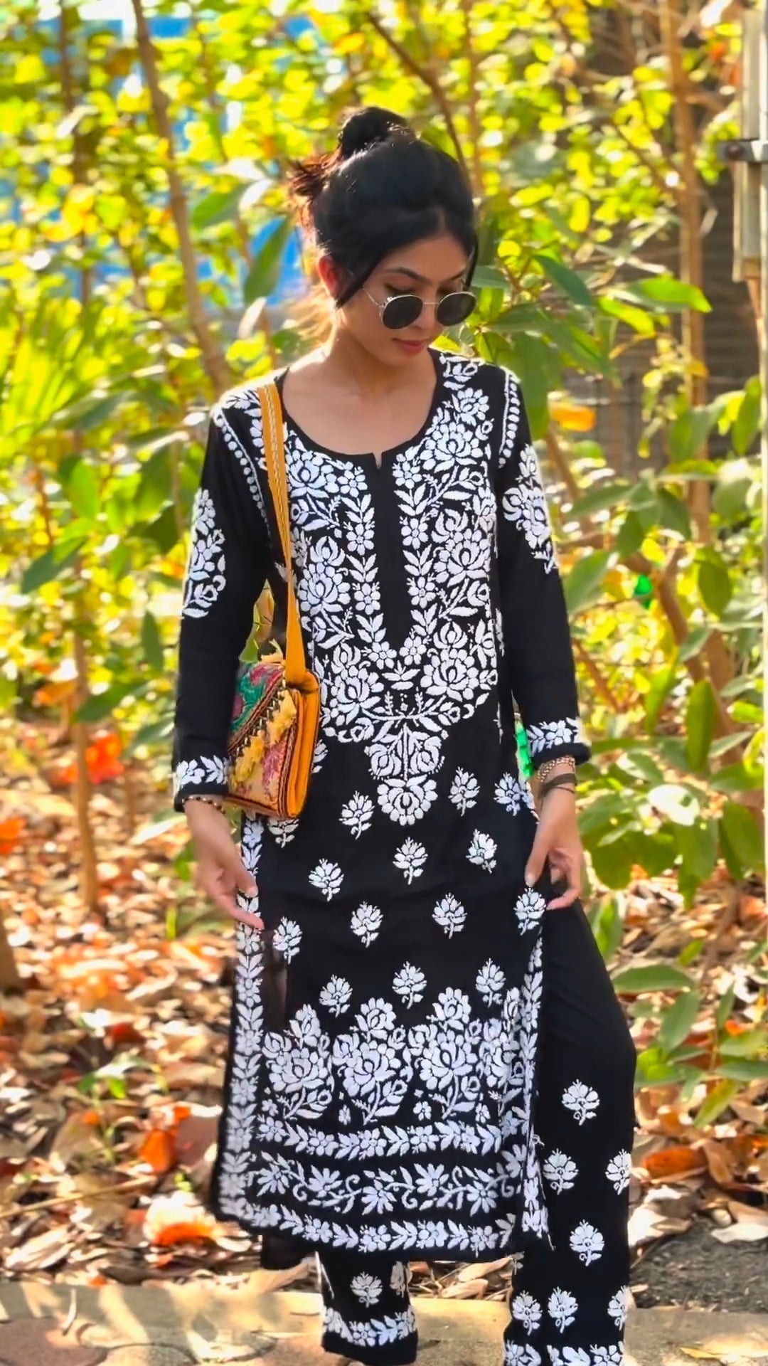 New Chikankari Exclusive Kurti_Pent Pair Design (Black)