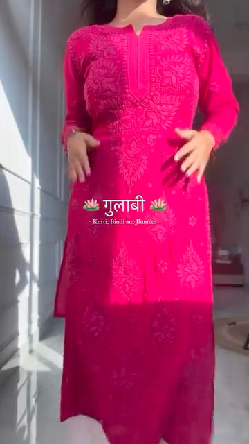 Viscose Georgette Straight Kurta Set with 3D work✨